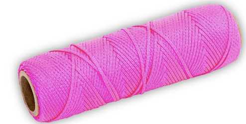 Bon 11-884 Fluorescent Pink #18 Braided Nylon Masons Line- 1000 ft/roll- 12 rolls per case 