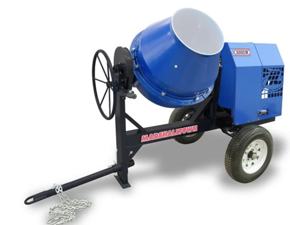 Marshalltown MIX59405 Concrete Mixer 1-1/2 HP Electric Engine Pintle Tow Bar Polyethylene Lining 